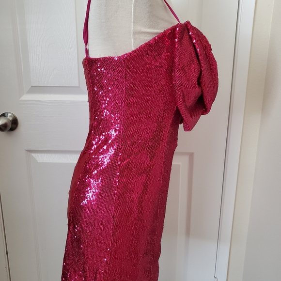 Ronny Kobo Linsay Pink Sparkle Sequins Cocktail Mini Dress Women's Size Medium - Picture 2 of 11